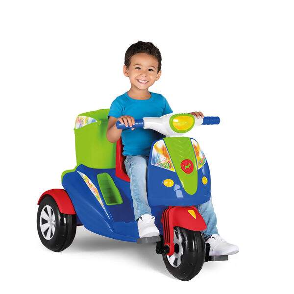 Triciclo Infantil Moto Uno Com Som Farol Empurrador E Pedal